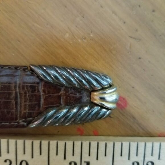 Brighton Museum Roman Greco Sphinx Coin Brown Mock Croc Sz Small Leather Belt - Picture 12 of 16